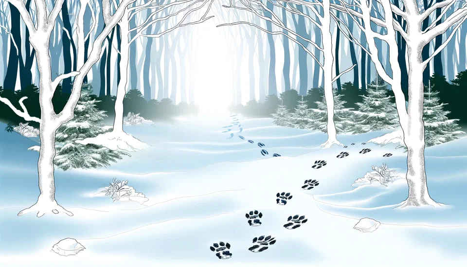 Tierspuren im Schnee – Wald mit Spuren