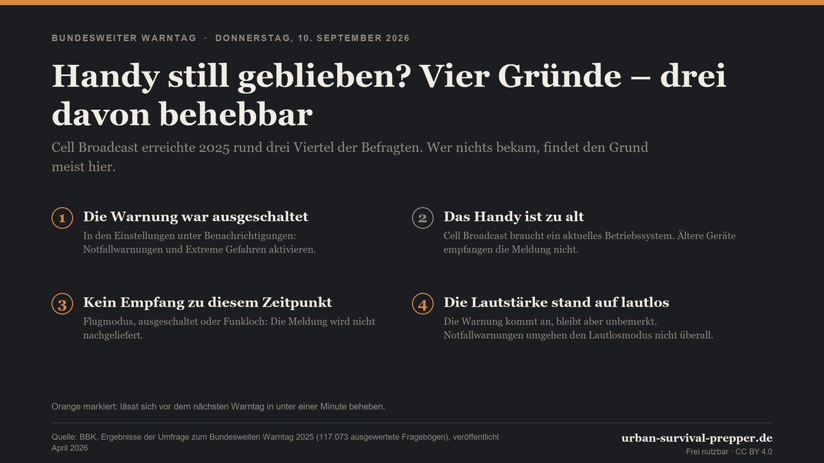 Infografik: Handy still geblieben? Vier Gründe — drei davon behebbar
