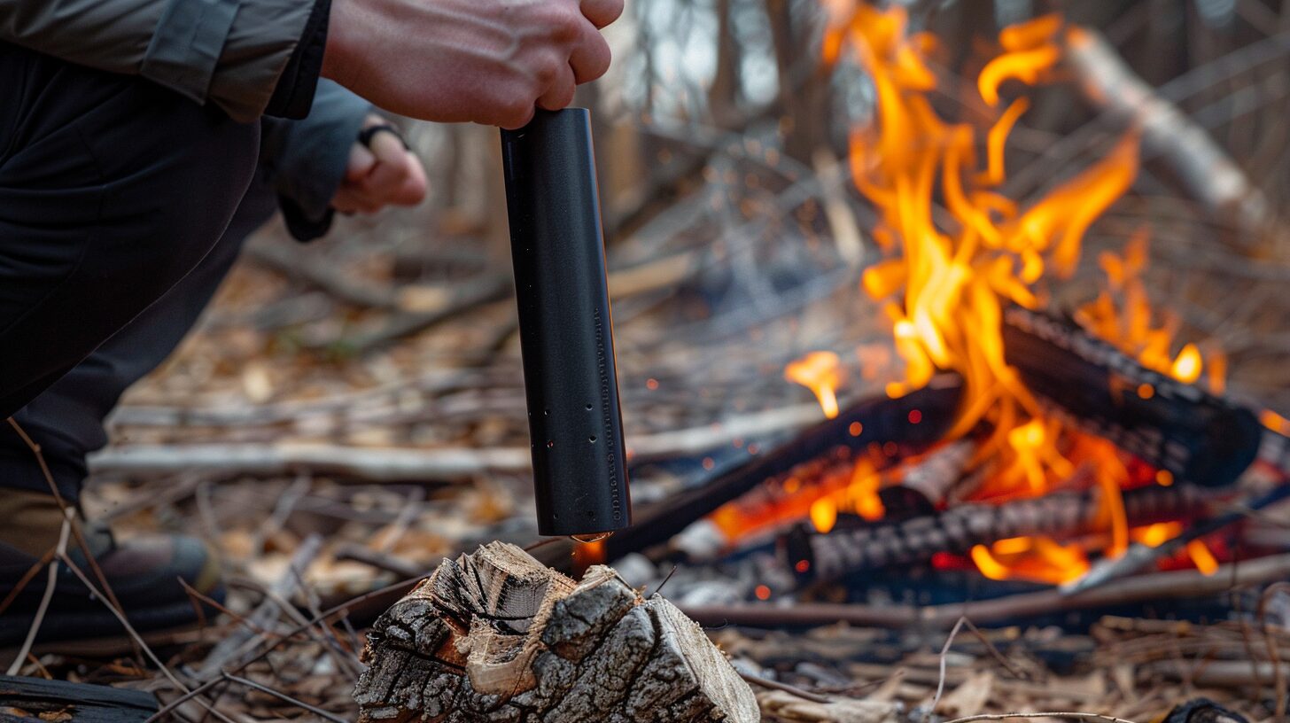 Robuster Feuerstarter für Outdoor-Aktivitäten Der Black Steels XXL Feuerstahl von BUSHGEAR