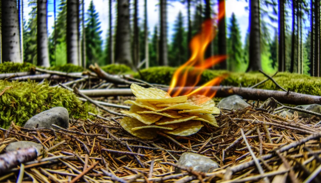 Survival Hacks - Chips als Anzündhilfe