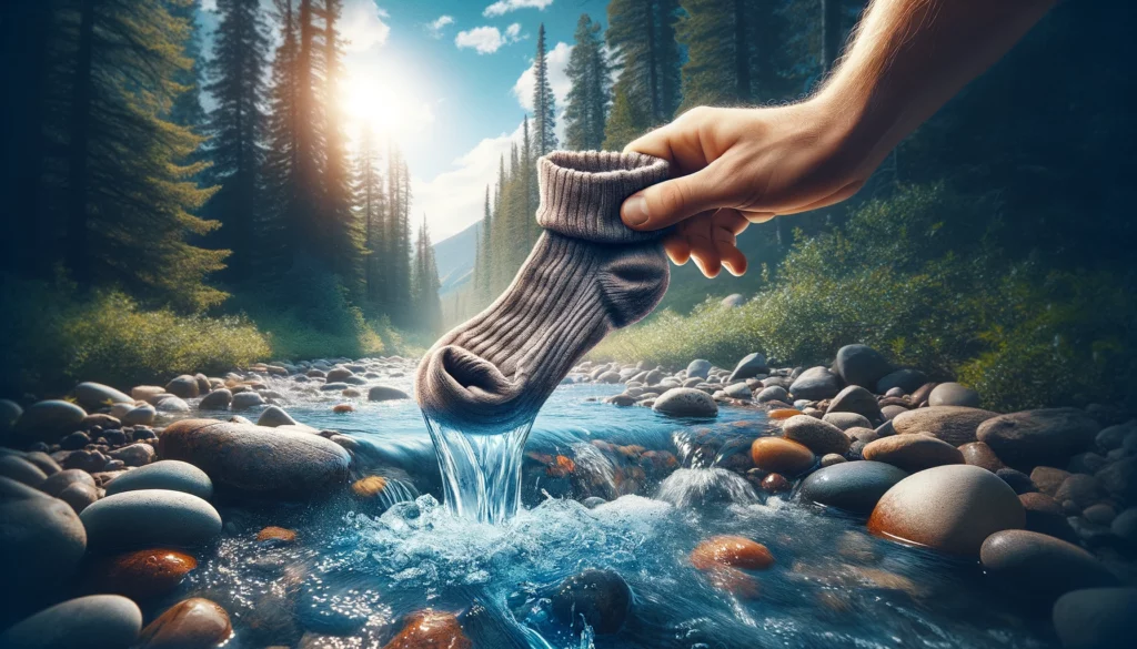 Survival Hacks - Socken als Wassersieb