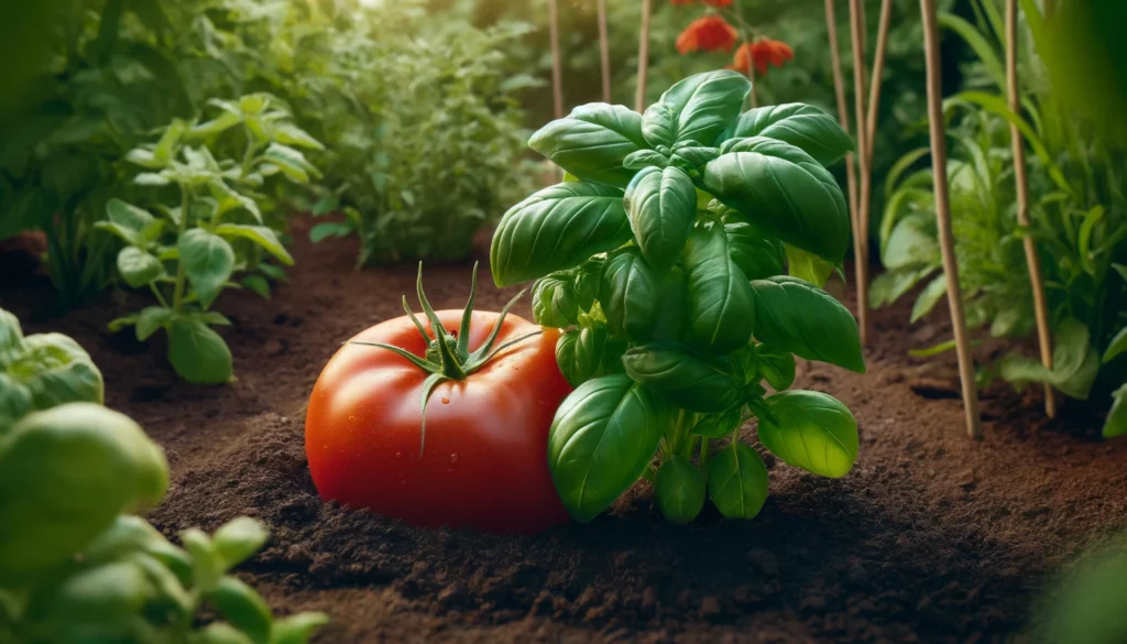 Fruchtfolge im Gemüsegarten - Tomate und Basilikum